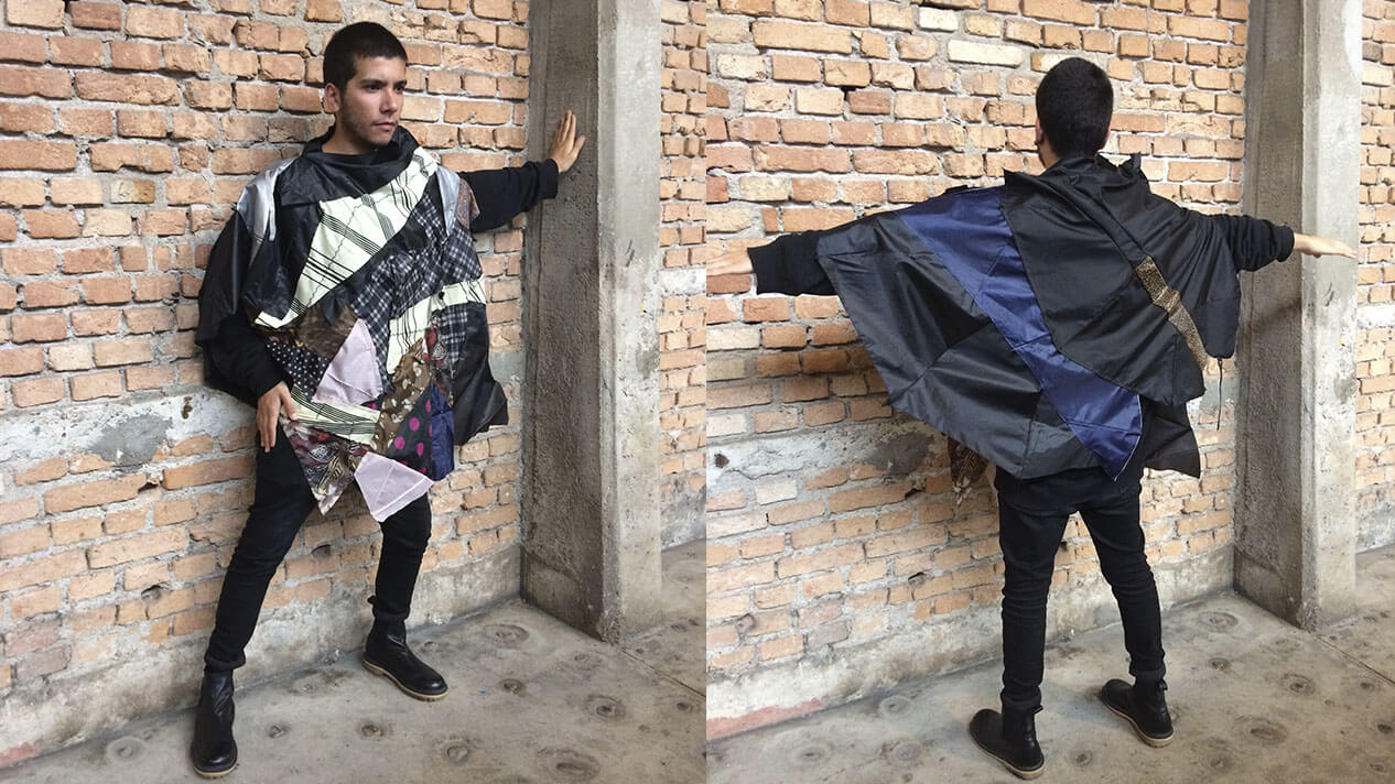 Roupa de guarda chuva feita na Oficina ministrada pela Revoada